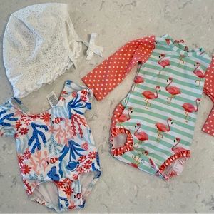 3-6MO Baby Girl Swim w/Bonnet